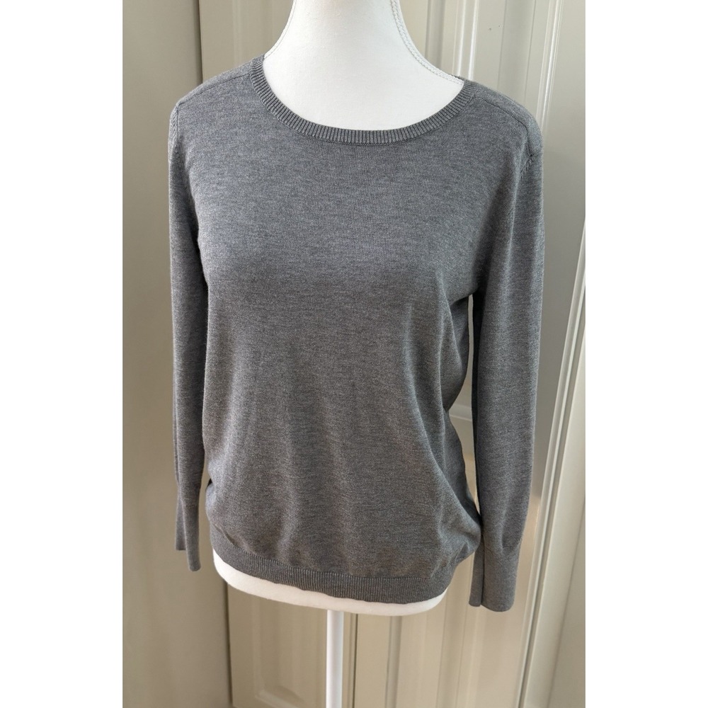Spense Knits Gray Crewneck Sweater Womens M Long Sleeve Rayon Blend Top Soft